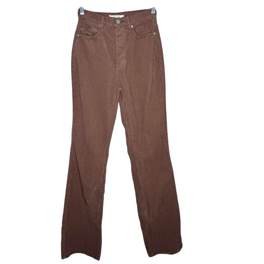 PACSUN / brown corduroy button fly high waist bootcut pants / 24